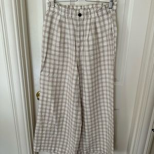 Lou & Grey Gingham Linen Wide Leg Pants Size Small